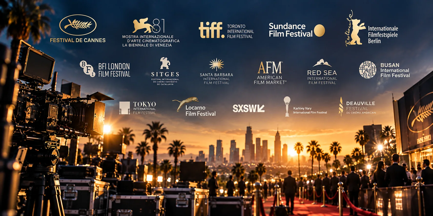 International film festivals and markets around a red carpet premiere in Los Angeles